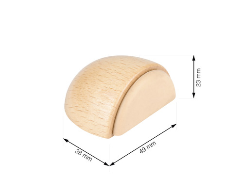 Dörrstopp i trä med måtten 49 mm x 38 mm x 23 mm