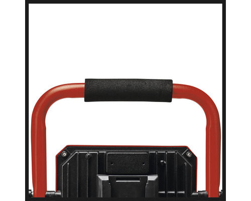 Detaljvy av en byggarbetsplatslampa med handtag