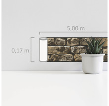 Självhäftande bård med stenmotiv, längd 5,00 meter och höjd 0,17 meter