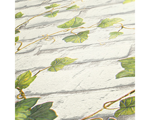 Tapet med stenmönster och murgrönsdekor