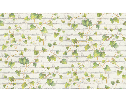 Tapet med tegelmönster och murgrönsdekor