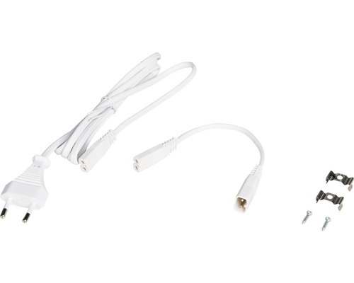 Anslutningskabel med eurokontakt, anslutningskabel och två fästklämmor med skruvar