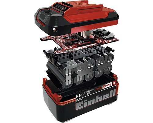Einhell batteri i sprängskiss med 5,2 amperetimmar och 18 volt