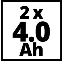 Symbol för två batterier med 4,0 amperetimmar vardera