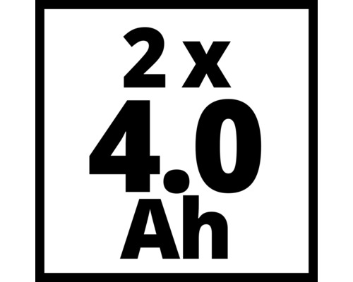 Symbol för två batterier med 4,0 amperetimmar vardera