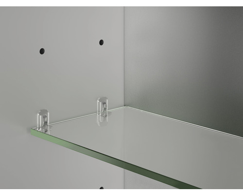 Glashylla med hyllhållare för väggskenor