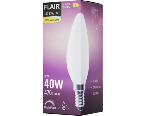 Förpackning för en dimbar Flair LED-lampa C35 E14