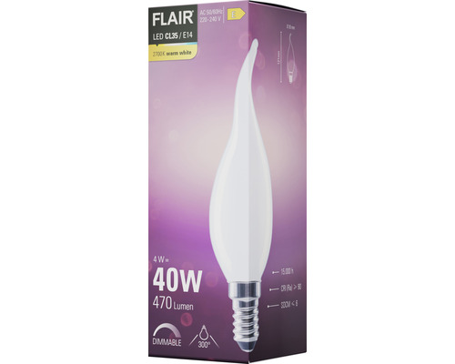 FLAIR LED-lampa CL35/E14, 4 watt, 470 lumen