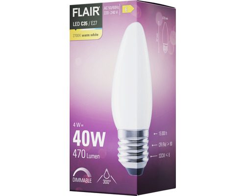 Flair LED-lampa C35 E27 varmvit, dimbar