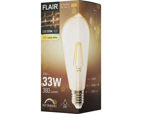 Förpackning med LED-lampa med E27-sockel, ej dimbar