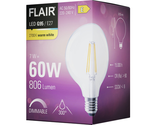 Flair LED-lampa G95 E27 på förpackning
