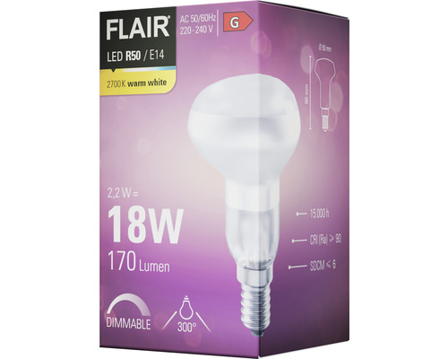 FLAIR LED R50 E14 lampa i produktförpackning