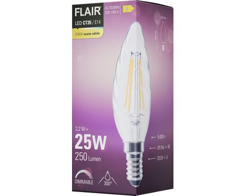 Flair LED-lampa CT35/E14, 2,2 watt, 250 lumen, dimbar