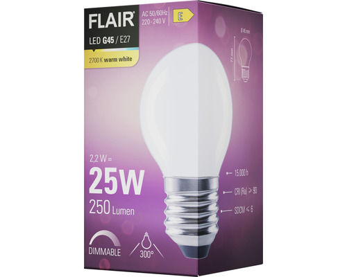 FLAIR LED G45 E27 ljuskälla i förpackning