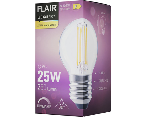 Flair LED-lampa G45 E27 i förpackning