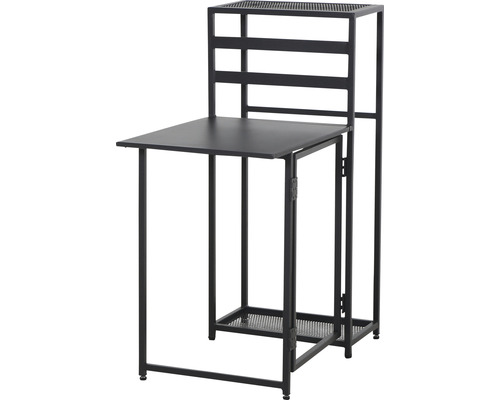 Hopfällbart arbetsbord av metall med förvaringsutrymmen