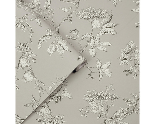 Tapet med blommönster och fågelmotiv