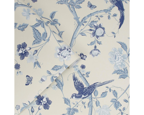 Tapet med fågel-, fjärils- och blomstermönster