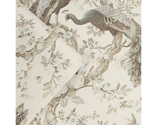 Tapetrulle med påfåglar och blommönster