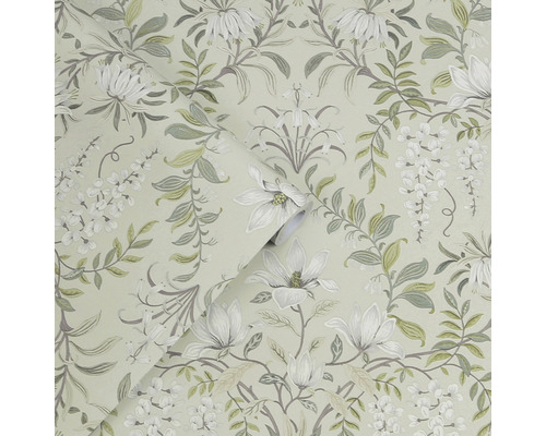 Tapet med blommönster av magnolior och blad