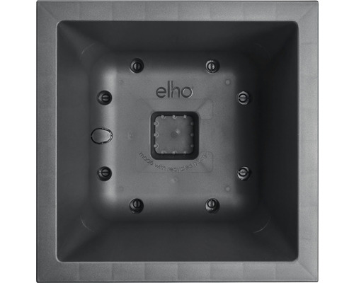 Insida av en fyrkantig blomkruka