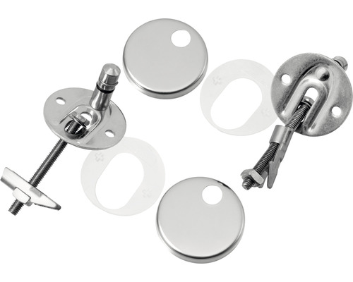 Monteringssats för toalettsitsar av metall med täcklock och brickor