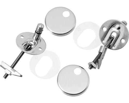 Fästset för toalettsitsar av metall med täcklock