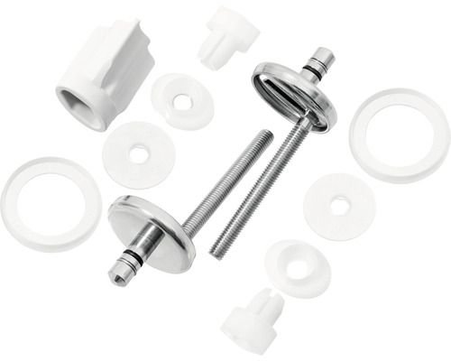 Fästset för toalettstolar med skruvar, brickor och täcklock