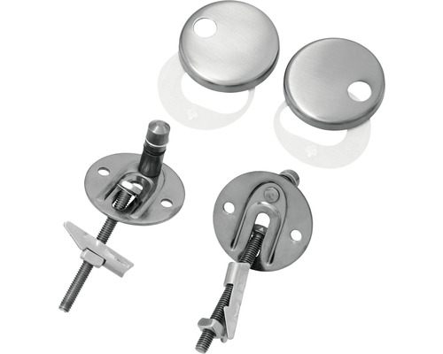 Monteringssats för toalettstolar, bestående av skruvar, muttrar och lock