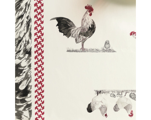 Tapetmönster med tupp, kycklingar och hönor