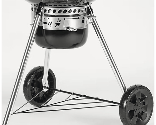 Detaljvy av en klotgrill med underrede