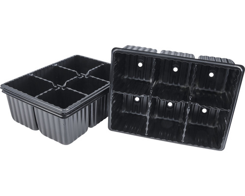 Såbrickor av plast med sex fack