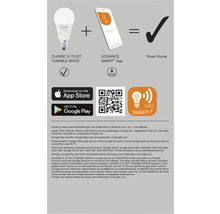 LEDVANCE Classic A 75 E27 justerbar vit lampa plus LEDVANCE Smart Plus-app är lika med Smart Home