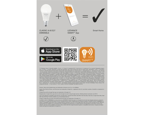CLASSIC A 60 E27 Dimbar LED-lampa plus LEDVANCE SMART+-app är lika med Smart Home