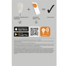 Smart hem med dimbar Filament Edison 60 E27 och LEDVANCE Smart Plus-app