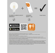 Filament Globe125 60 E27 dimbar plus LEDVANCE Smart Plus-appen är lika med Smart Home