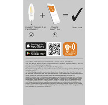 Filament Classic B 40 E14 dimbar lampa, Ledvance Smart plus app och Smart Home funktion