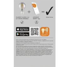 Filament Classic A 44 E27 Smoke dimbar plus LEDVANCE Smart Plus-appen är Smart Home