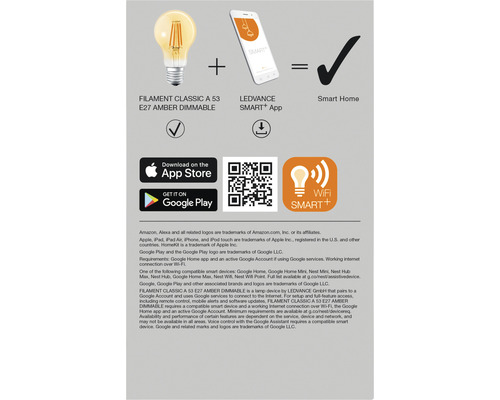 Bild på en glödlampa, Ledvance Smart App och information om Smart Home-funktionen