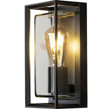 Svart vägglampa för utomhusbruk med klart glas och glödlampa