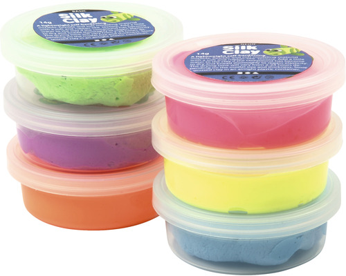 Sex burkar med Silk Clay-modellera staplade