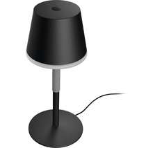 Bordslampa i metall med rund fot och konisk skärm
