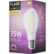 Normallampa FLAIR LED A60 E27 7,5W(75W) 1055lm 2700K varmvit klar dimbar-thumb-6
