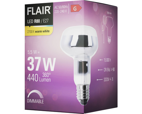 FLAIR LED R80 E27 ljuskälla förpackning