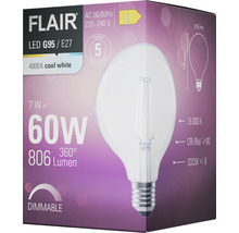 Globlampa FLAIR LED G95 E27 7W(60W) 806lm 4000K neutralvit dimbar klar