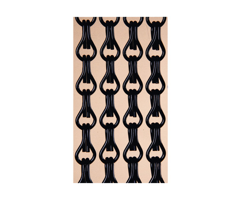 Detaljvy av en svart kedjegardin