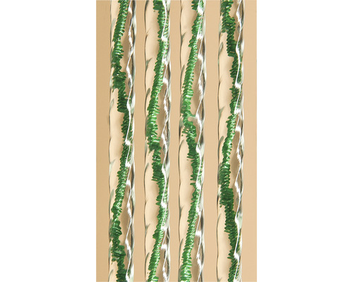 Fyra klara, spiralformade glasstavar med grön dekoration
