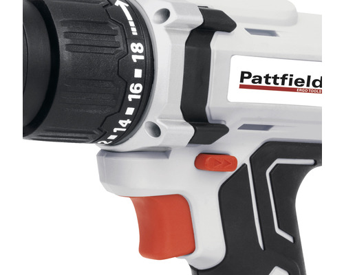 Detaljvy av en sladdlös skruvdragare av märket Pattfield