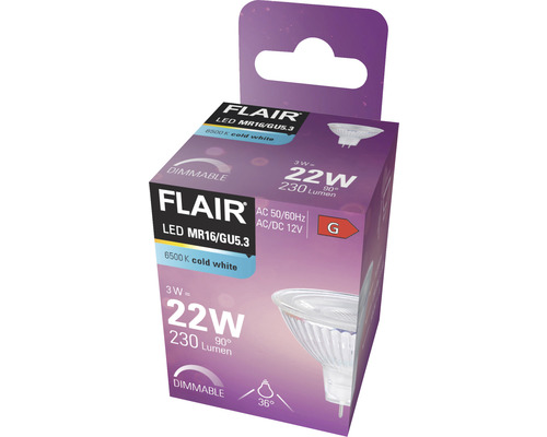 Förpackning av en Flair LED MR16/GU5.3 lampa