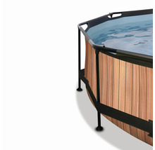 Ovanmarkspool med träpanel och svart ram